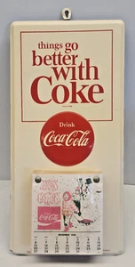 1960's Original Coke Embossed Metal Calendar Holder “things go better with Coke” - Picture 1 of 12