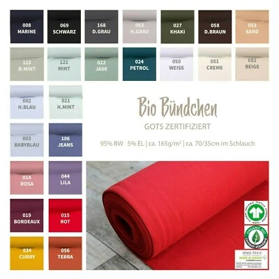 Bio Bündchen Meterware - Bündchenstoff GOTS zertifiziert Strickbündchen 25x35cm - Bild 1 von 4