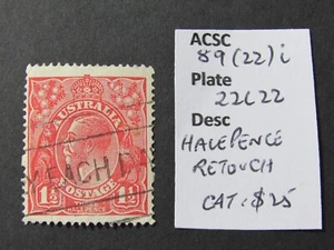 AUSTRALIA GV Head 1.5d Red. Single WMK. ACSC variety 89(22)i 22L22 - Picture 1 of 1