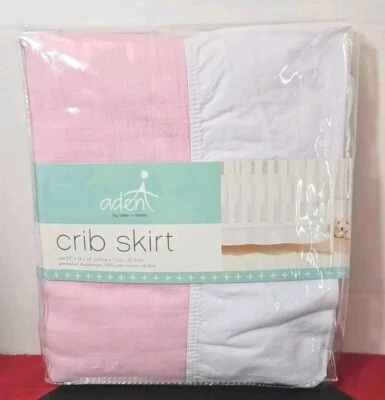 Falda de cuna Aden by Aden & Anais rosa blanca cama para niños pequeños nueva Foto 1 de 4