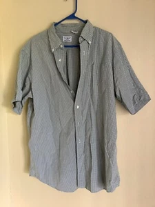 LL Bean Short Sleeve Button Up Plaid Shirt Men's Size L Green - Picture 1 of 4