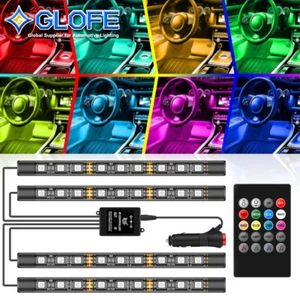 4Pcs RGB 36 LED Neon Strip Atmosphere Light Car Interior Cigarette Lighter Plug - Picture 1 of 9