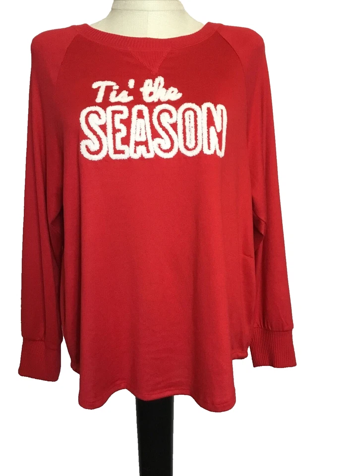 Secret Treasures Women's Plus Sleepwear Hacci Top Size 3x Red Long Sleeves