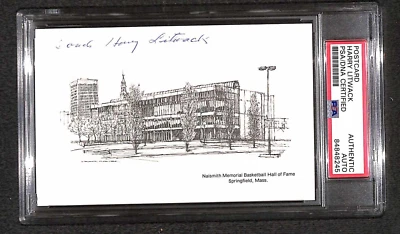 Harry Litwack "Jewish Coaching Legend" Signed Auto Basketball HOF Postcard PSA - Image 1 of 3
