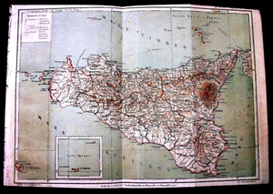 1893 Original Mappa Geografica della SICILIA,SICILY,SICILiEN.ITALIA.Cm 35 x 26 A - Imagen 1 de 1
