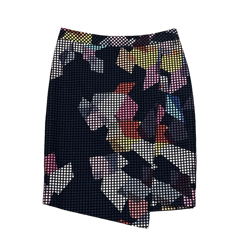 Falda Trina Turk Talla 2 Geométrica Colorida Artística Arte para Usar Imitación Envoltura Lápiz Foto 1 de 4