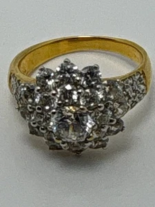 Anello a grappolo tono oro zirconi misura 7 - Foto 1 di 6