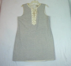 Cremieux Striped Sleeveless Tie-up Tunic Dress sz L Linen Blend Preppy Resort - Picture 1 of 11