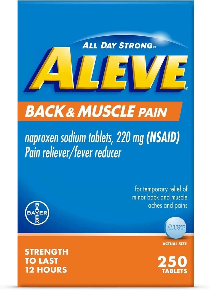 Tabletas para aliviar el dolor muscular y espalda ALEVE 250 220 mg naproxeno EXP 10/2026+ Foto 1 de 1