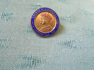 1937 CORONATION OF KING GEORGE V1 & QUEEN ELIZABETH - ENAMEL PIN BADGE - Picture 1 of 2