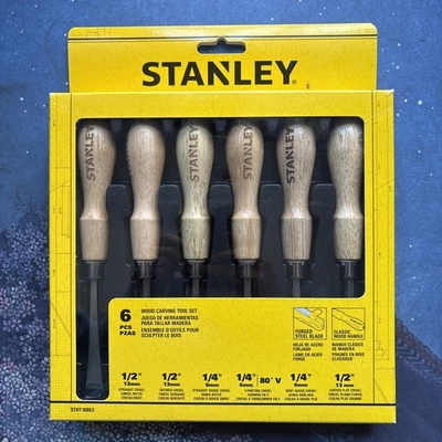 STANLEY Wood Carving Chisel Set 6pc STHT16863 Woodworking New - See Pics - Image 1 of 3