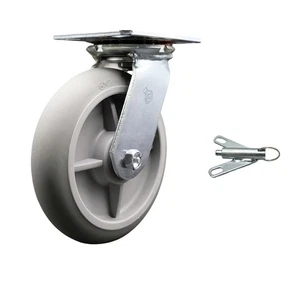 8 Inch Heavy Duty Thermoplastic Caster with Roller Bearing and Swivel Lock SCC - Picture 1 of 5