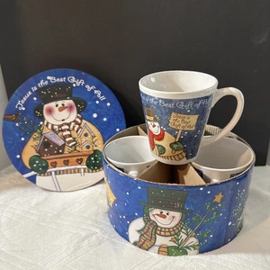 4 tazas muñeco de nieve "Jesús es la razón en caja decorativa 4"" - Imagen 1 de 6