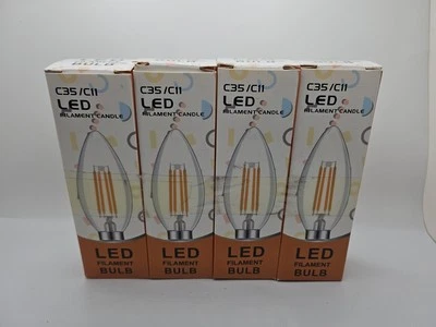 LED Filament Light Bulbs C35/C11 4Pack European Base3000K4W Frosted Dimmable(A1) - Image 1 of 4