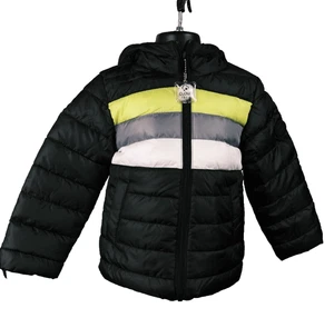 Abrigo de invierno acolchado chaqueta estilo retro a rayas en negro talla 4 para niños - Imagen 1 de 7