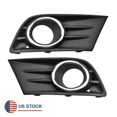 Pair Front Bumper Fog Light Cover w/ Chrome Ring Trim For Honda Pilot 2012-2015 Foto 1 de 4
