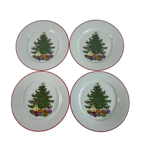 Lote de 4 platos de cena Cuthbertson American Christmas Tree tamaño 10,5" - Imagen 1 de 5