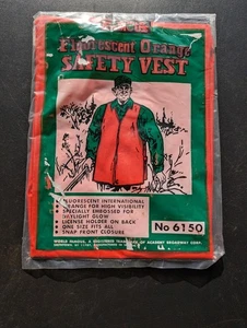 Vintage Orange Safety Vest No. 6150 World Famous Academy Broadway Corp NOS - Picture 1 of 2