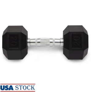 20lb Rubber Hex Dumbbell Non-Slip Grip Compact Home Gym Strength Training Weight - Picture 1 of 9