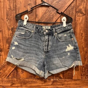 Pantalones cortos de mezclilla Free people We The Free Distressed azules con puños rasgados cintura alta - Imagen 1 de 7