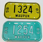 Vintage 1986-1987/1988-1989  Bicycle License Plates Waupun, WI