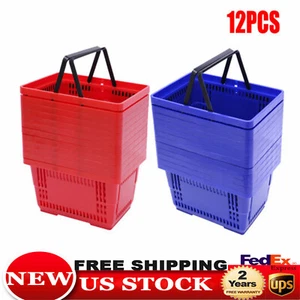12PCS Mesh Shopping Baskets 18L with Handles Plastic Shopping Basket Portable - Picture 1 of 46