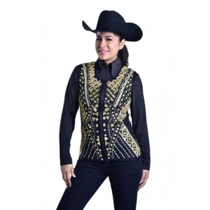 V209999 Chaleco de Estrás Dorado Bordado Carly Ecuestre Alteza Real - Imagen 1 de 2