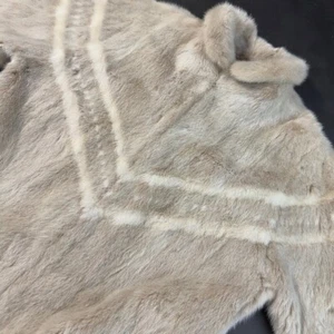 The Fur Vault Macys 90s Vintage Gray Ivory Mink Lynx Fur Long Coat XL Stripe - Picture 1 of 12