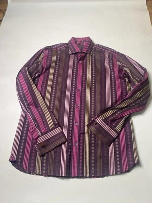 Camisa Ted Baker con cuello abotonado para hombre talla 16/40,5 oro rosa rayas latón Foto 1 de 4