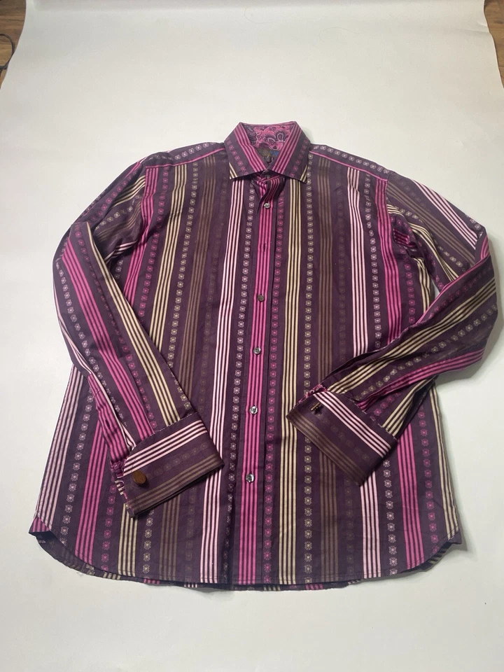 Camisa Ted Baker con cuello abotonado para hombre talla 16/40,5 oro rosa rayas latón Foto 1 de 4