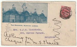 1909 LONDON EC PMK ILLUSTRIERTE WERBUNG COVER RINKERIES ALDWYCH >S LIEBSTEIN - Bild 1 von 2