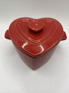 Rote Herzform Deckel Auflaufform Kochgeschirr Serviergeschirr ~ NEUWERTIG - Bild 1 von 11