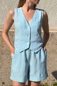 Linen Blue Women's Shorts (New) - Picture 1 of 3