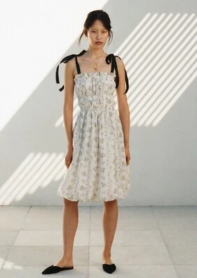 BNWT Brock Collection x H&M Dress Size M Floral Influence FAVE Strap Tie Ribbons - image 1 of 4