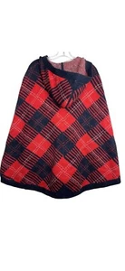TOMMY HILFIGER HELENA PLAID PONCHO COAT WOOL COAT SWEATER KNIT HOODIE PREPPY MOD - Picture 1 of 7