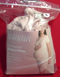 Destination Maternity LARGE,Rose Color Side Rouched Short Sleeve Bodycon Dress. - Picture 1 of 3