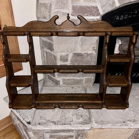 Vintage 36x26x7” Oak 9-Shelf Curio Cabinet Cabinet Gun/Bar/Kitchen/Spice Wooden Cover