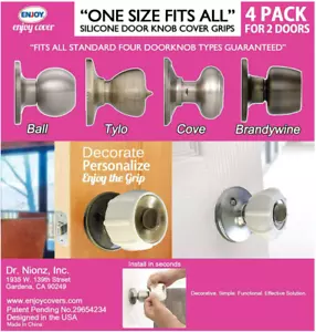 Paquete de 4 empuñaduras de perilla de puerta de silicona ENJOY COVER agarre máximo antideslizante artritis y sen - Imagen 1 de 8
