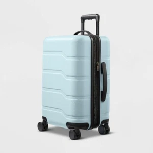 Open Story Hardside Carry On Luggage Hardshell Spinner Suitcase Aqua (NEW) - Picture 1 of 6