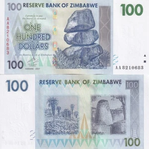 Zimbabwe 100 Dollari 2007 P 69 UNC - Foto 1 di 3