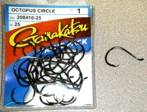 GAMAKATSU OCTOPUS CIRCLE  FISHING HOOKS VALUE PACK SIZE 1 208410-25 Pack of 25 - Picture 1 of 1