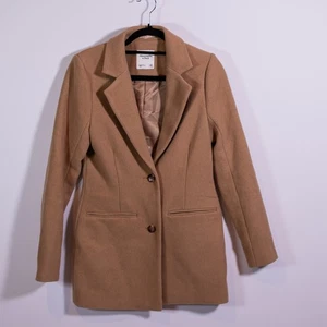 Abercrombie & Fitch Wool Blend Felt Two Button Pea Coat Jacket Camel Brown XST - Picture 1 of 4