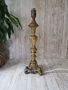 Vintage Antique Ornate Brass Table Lamp Hollywood Regency Gold - Needs Rewiring - Picture 1 of 15