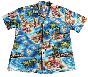 Camisa Hawaiana De Colección RJC Para Hombres XL Islas Playa Palmeras Azul Aloha Vacaciones - Imagen 1 de 11