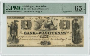 MICHIGAN Obsoleto Ann Arbor $1 Banco de Washington 1830 PMG 65 epq 949307-44 - Imagen 1 de 3