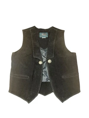 Vintage Echo Mountain Arturo Men’s 42  Western Native Suede Leather Vest Black - Image 1 of 4