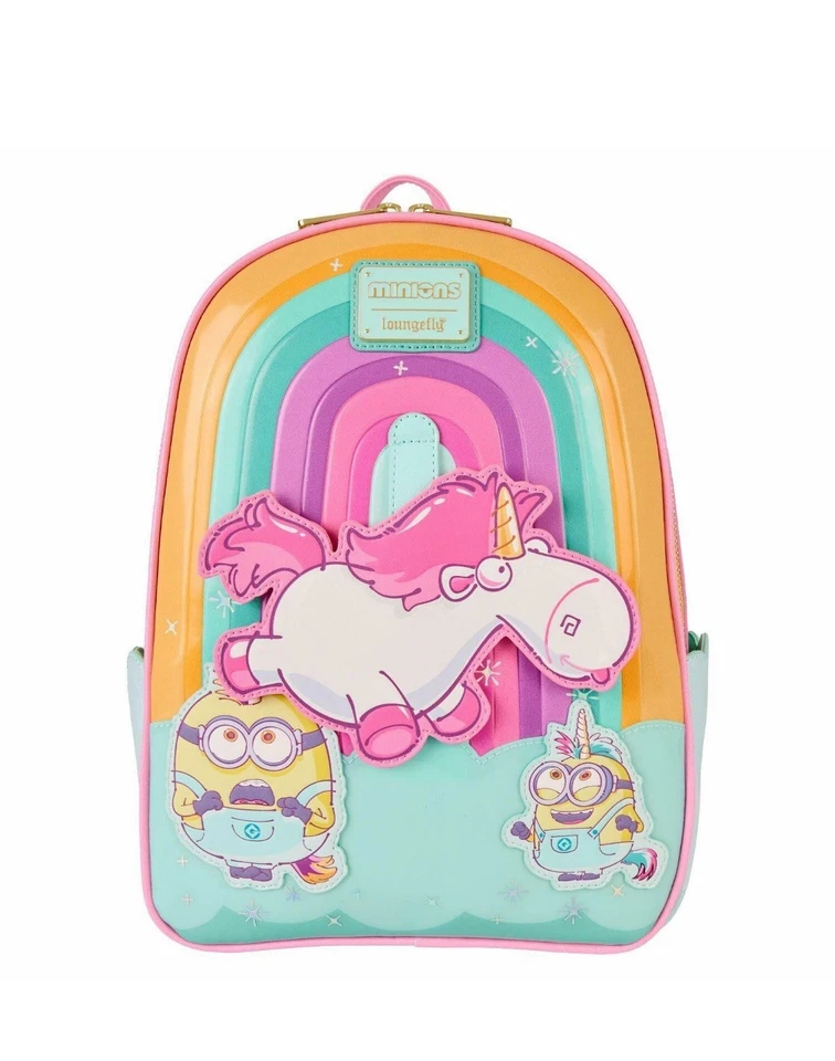 Mini mochila Minions mullida unicornio arco iris Foto 1 de 4