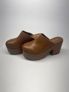 Zueco Larroudé para mujer con plataforma de tacón de miso en cuero caramelo talla 8 - Imagen 1 de 10