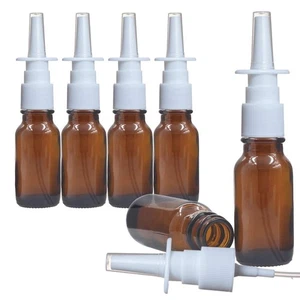 6 Stück (5ml/0,17oz) Bernstein Runde Leere Glas Nasensprühflasche mit Presse Spra... - Bild 1 von 8