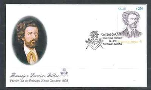 CHILE FDC 1998 Francisco Bilbao Masonic Lodge Freemasonry francmason Mason - Picture 1 of 1